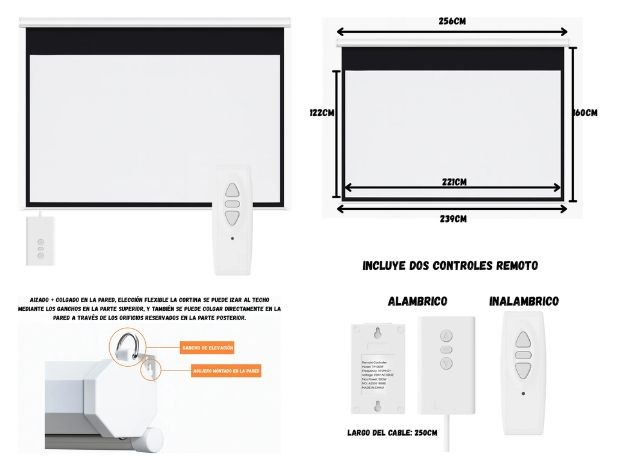 &u++ PANTALLA PARA PROYECTOR 100 PULGADAS ELECTRICO